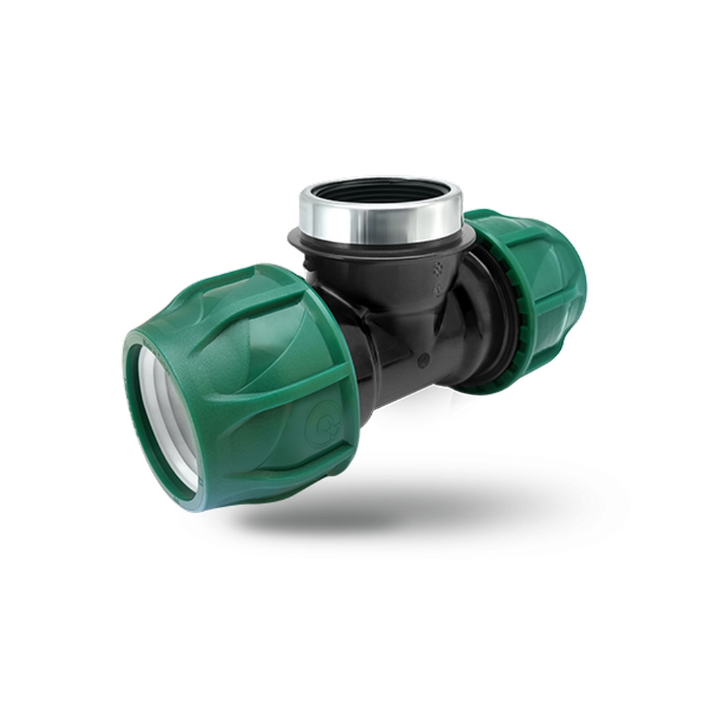 Тройник ПЭ с внутр. труб. резьбой 32х3/4''х32 (обж.) POELSAN GREEN
