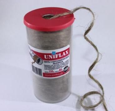 Нить сантехническая льняная 80г. в тубе UNIFLAX 110м "идеальное решение для сантехника"