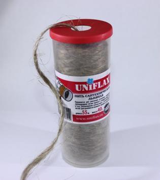 Нить сантехническая льняная 40г. в тубе UNIFLAX 55м "идеальное решение для сантехника"