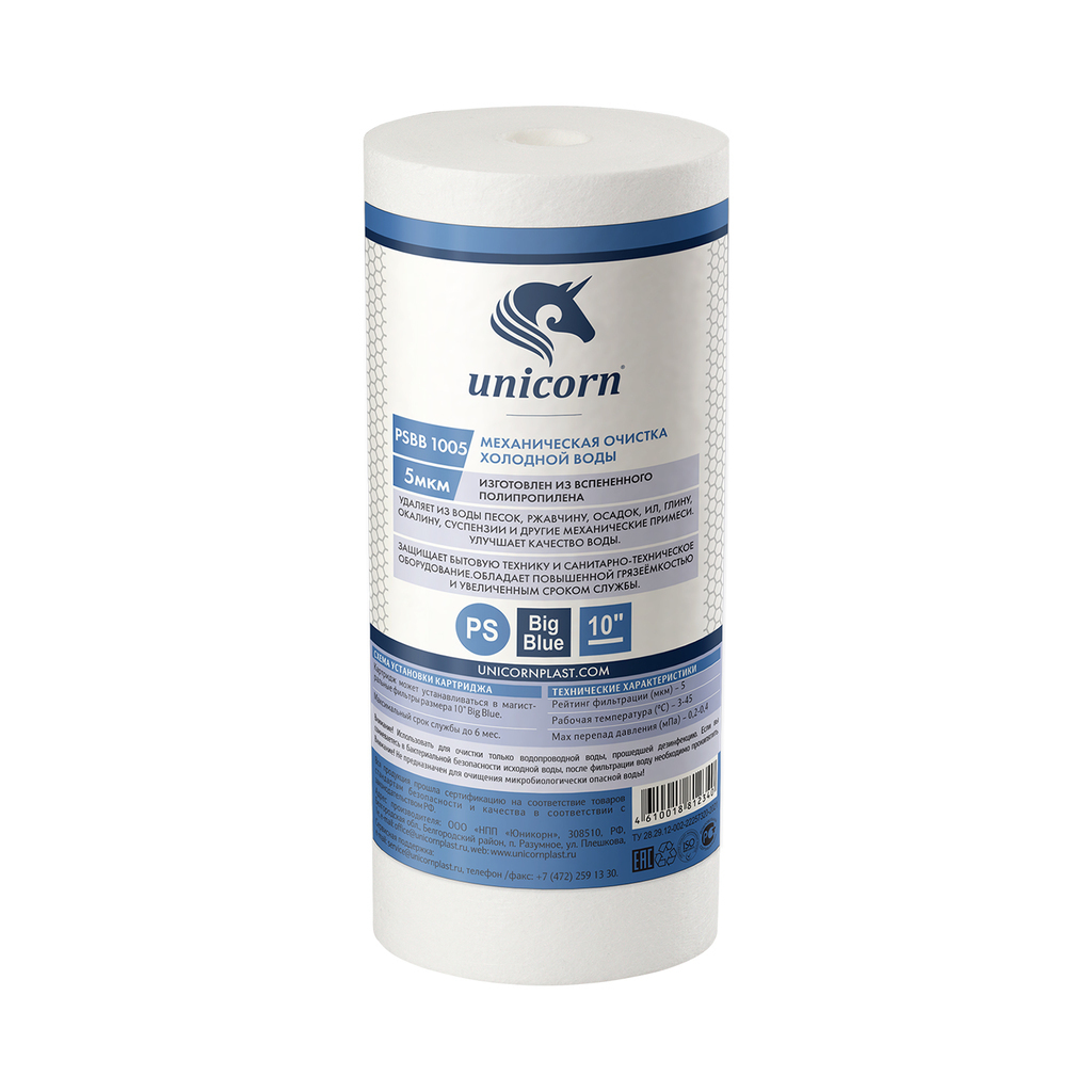 Картридж механический на хол. воду 10'' BB 5мкм UNICORN (PS_BB_1005)