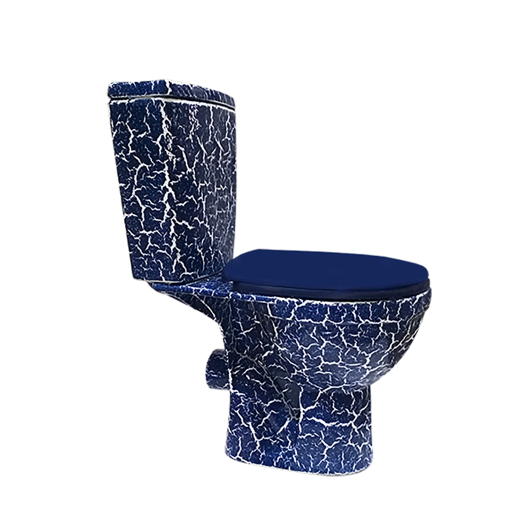 Унитаз-компакт "Рио" синий кракелюр (гориз, нижн, сид. полип., 2-кн.арм.) (Rosa)