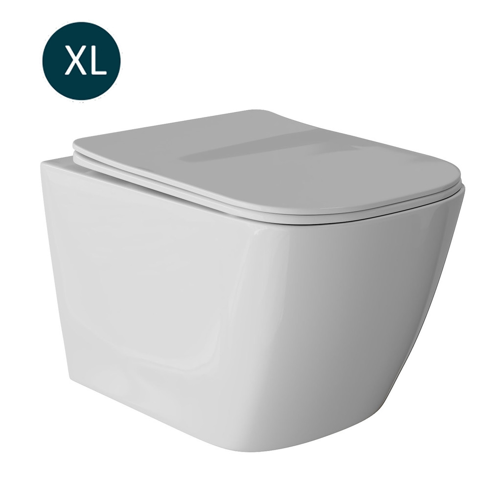 Унитаз подвесной безободковый WAVE КВАДРО/QUADRO сид. дюропласт, м/л, быстр (XL)