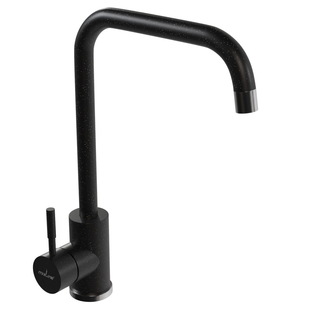 Смеситель для кухни 35к MIXLINE  МЛ-ГС12 (ML-GS12) (308) черный высок. излив