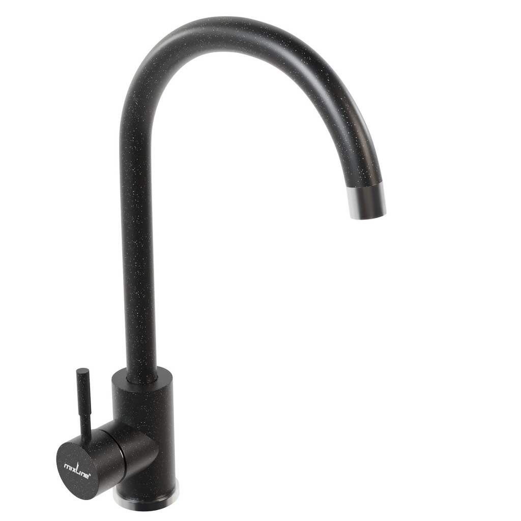 Смеситель для кухни 35к MIXLINE  МЛ-ГС15 (ML-GS15) (308) черный высок. излив