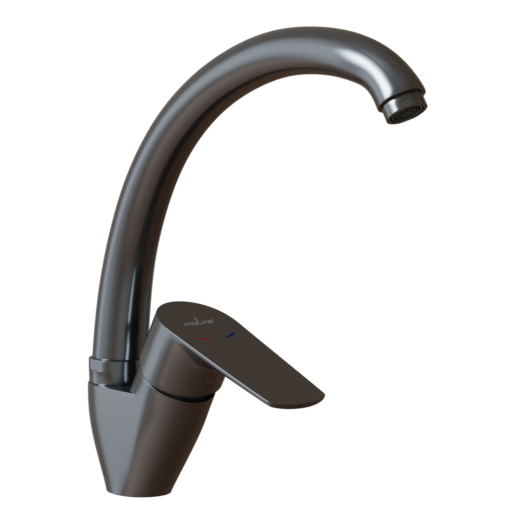 Смеситель для кухни 35k MIXLINE МЛ14-031(ML14-031GR)выс.излив б/отв бок.п/гайку ГРАФИТ(без подводки)