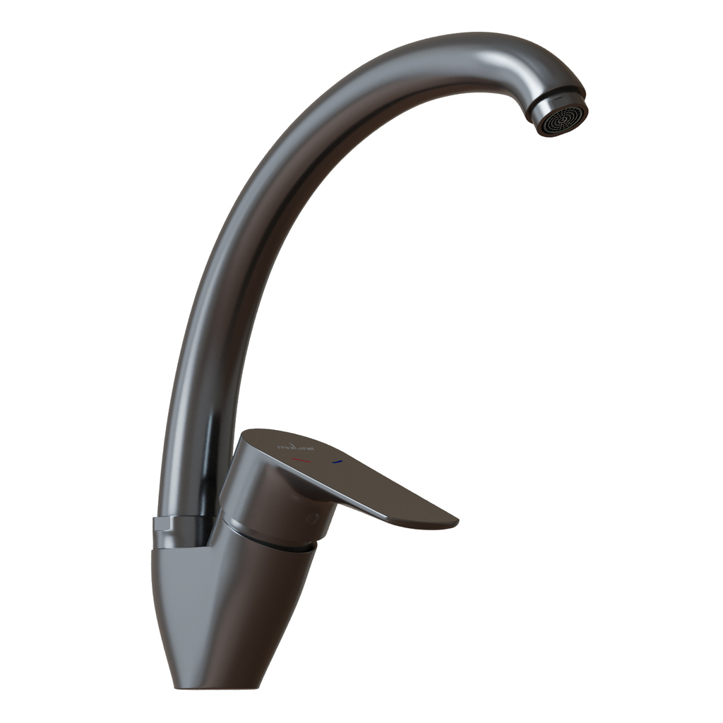 Смеситель для кухни 35k MIXLINE МЛ14-031(ML14-031GR)выс.излив б/отв бок.п/гайку ГРАФИТ(без подводки)
