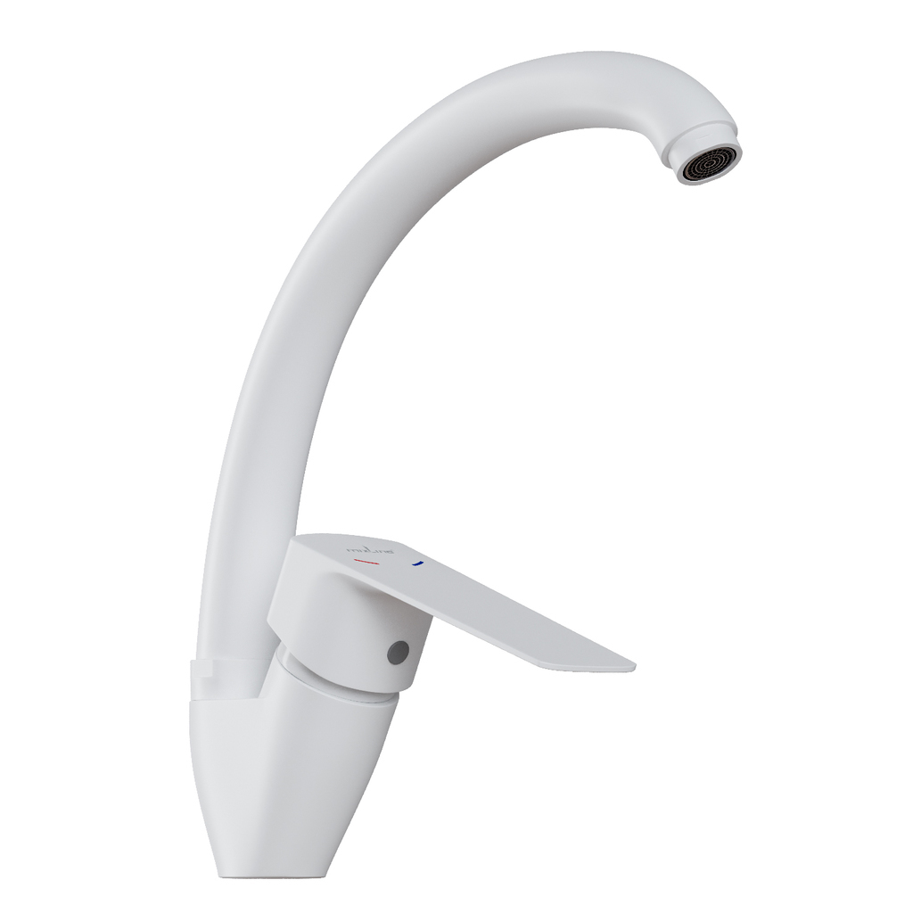 Смеситель для кухни 35k MIXLINE МЛ15-032(ML15-032W) выс.излив б/отв бок п/гайку (без подводки)БЕЛЫЙ