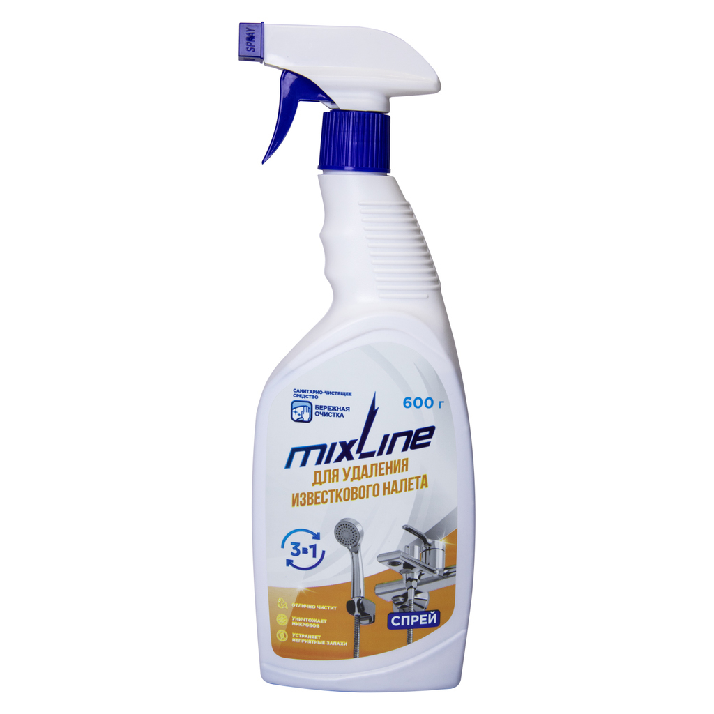 Чистящее средство Mixline для удаления известкового налета 600г СПРЕЙ (Честный знак)