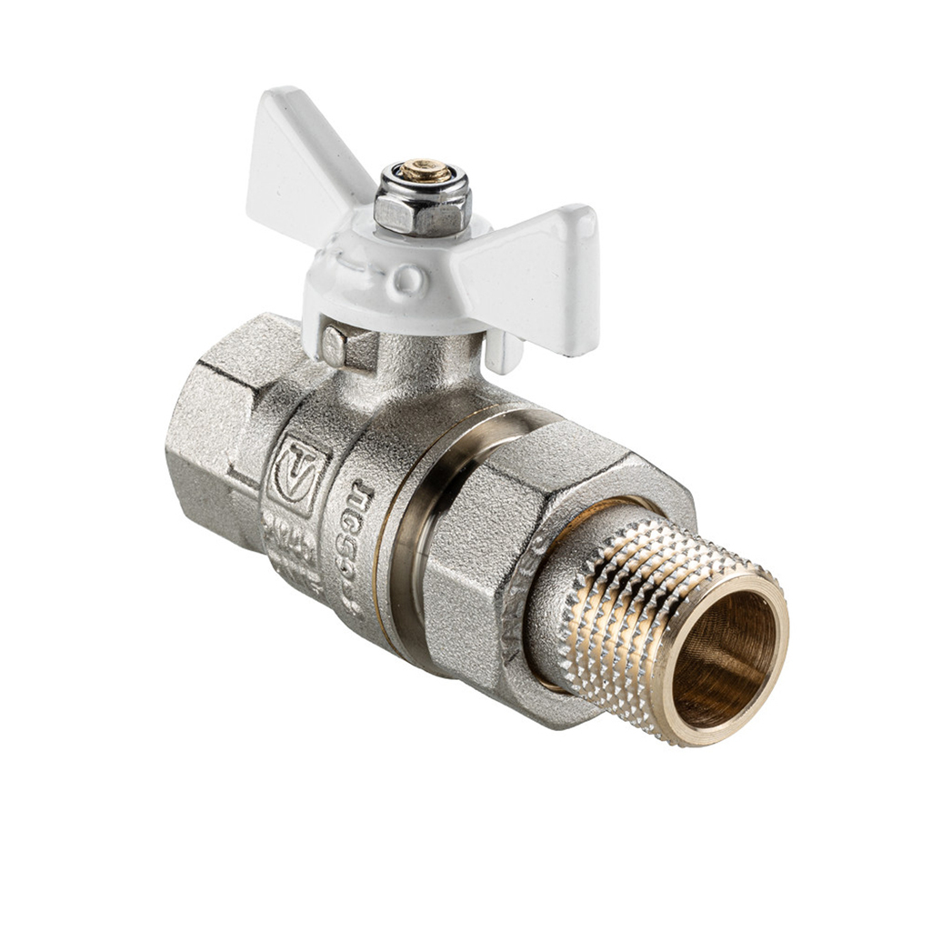 Кран шаровой со сгоном 1/2'' бабочка БЕЛАЯ VALTEC VT.227S  BASE-ГОСТ